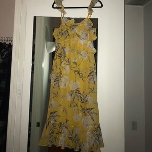 Bloomingdales yellow midi dress, Size Small